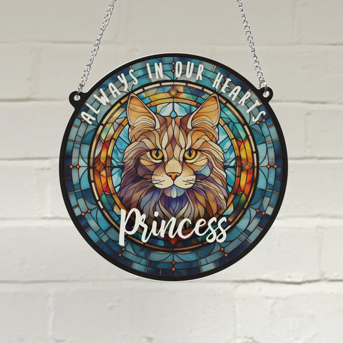 Cat Maine Coon Memorial Stained Glass Effect Suncatcher